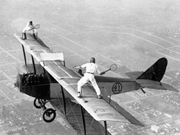 Daredevils Playing Tennis on a Biplane, 1925 