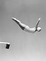1950s Woman Swan Dive Off Diving Board 