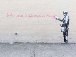 68th Str38th Avenue, Queens, NYC (graffiti attributed to Banksy)