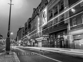 Black and white shot of London city street 