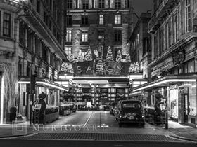 Black and white shot of London city street